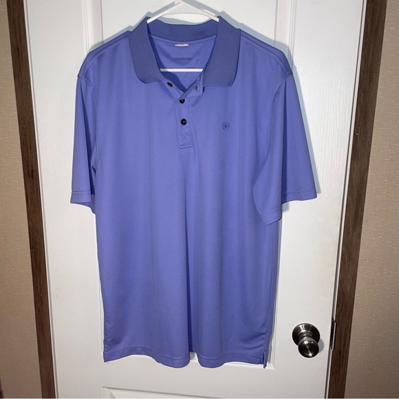 Ariat Other - Ariat Tek Heat Series Breathable Short Sleeve Polo Shirt Large Blue/ Purple Sz L